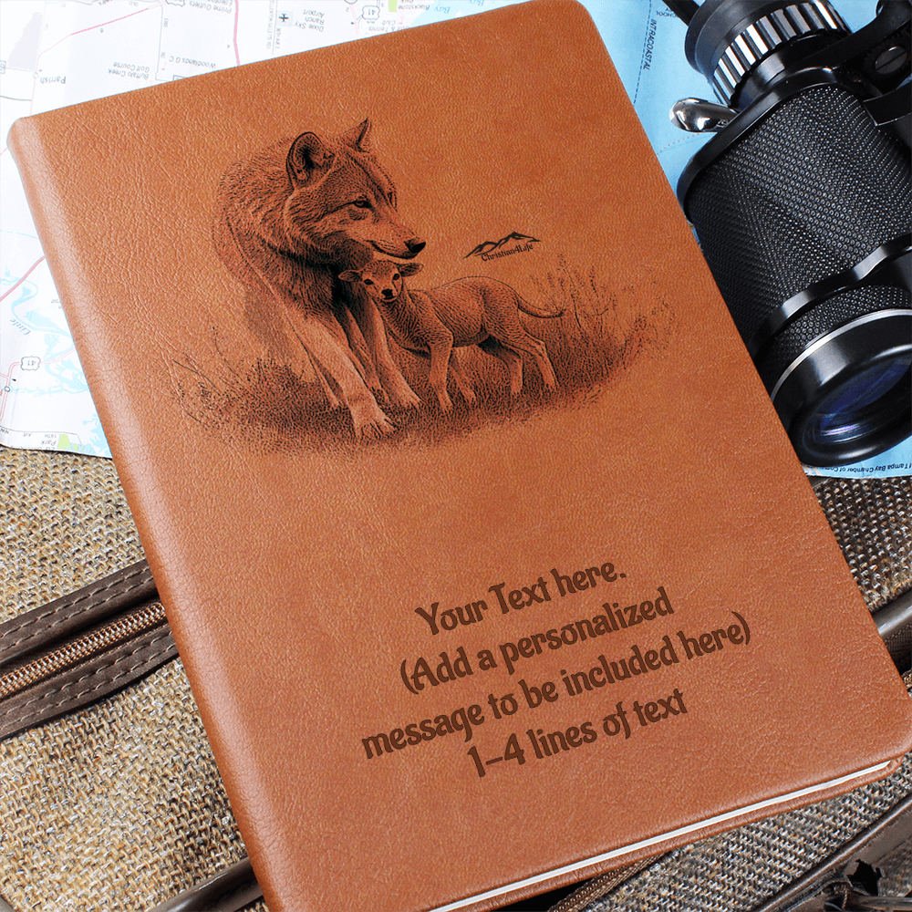 Wolf and Lamb - Personalized Graphic Vegan Leather Journal