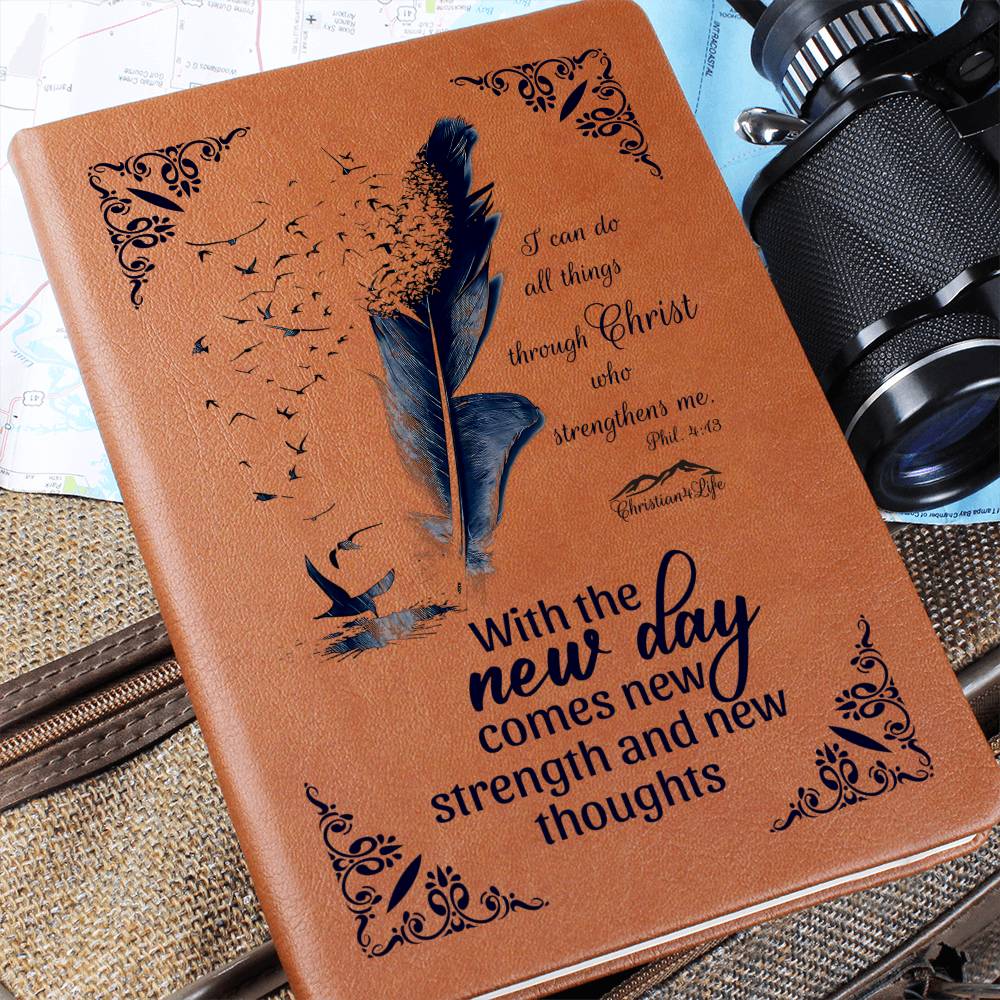 I can do all things through Christ, new day - new strength, Color feather Christian Journal