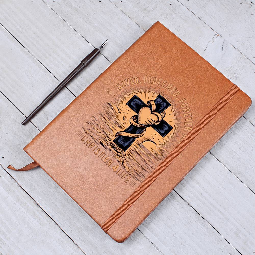 "Saved, Redeemed, Forever His" Vegan Leather Christian Journal Journals Christian4Life