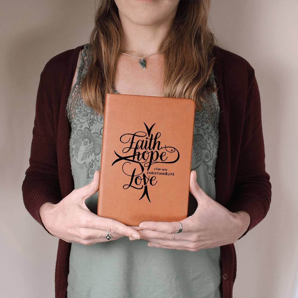 "Faith, Hope, Love" Vegan Leather Journal