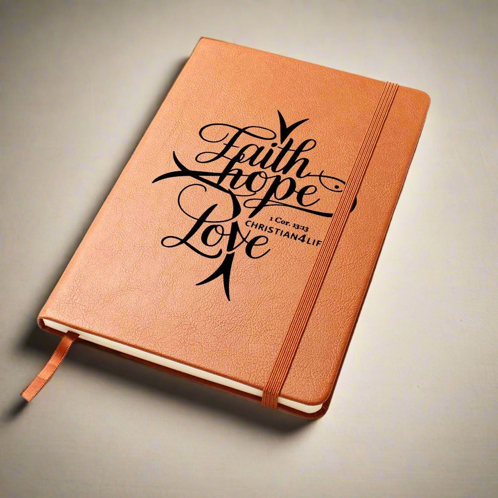 "Faith, Hope, Love" Vegan Leather Journal