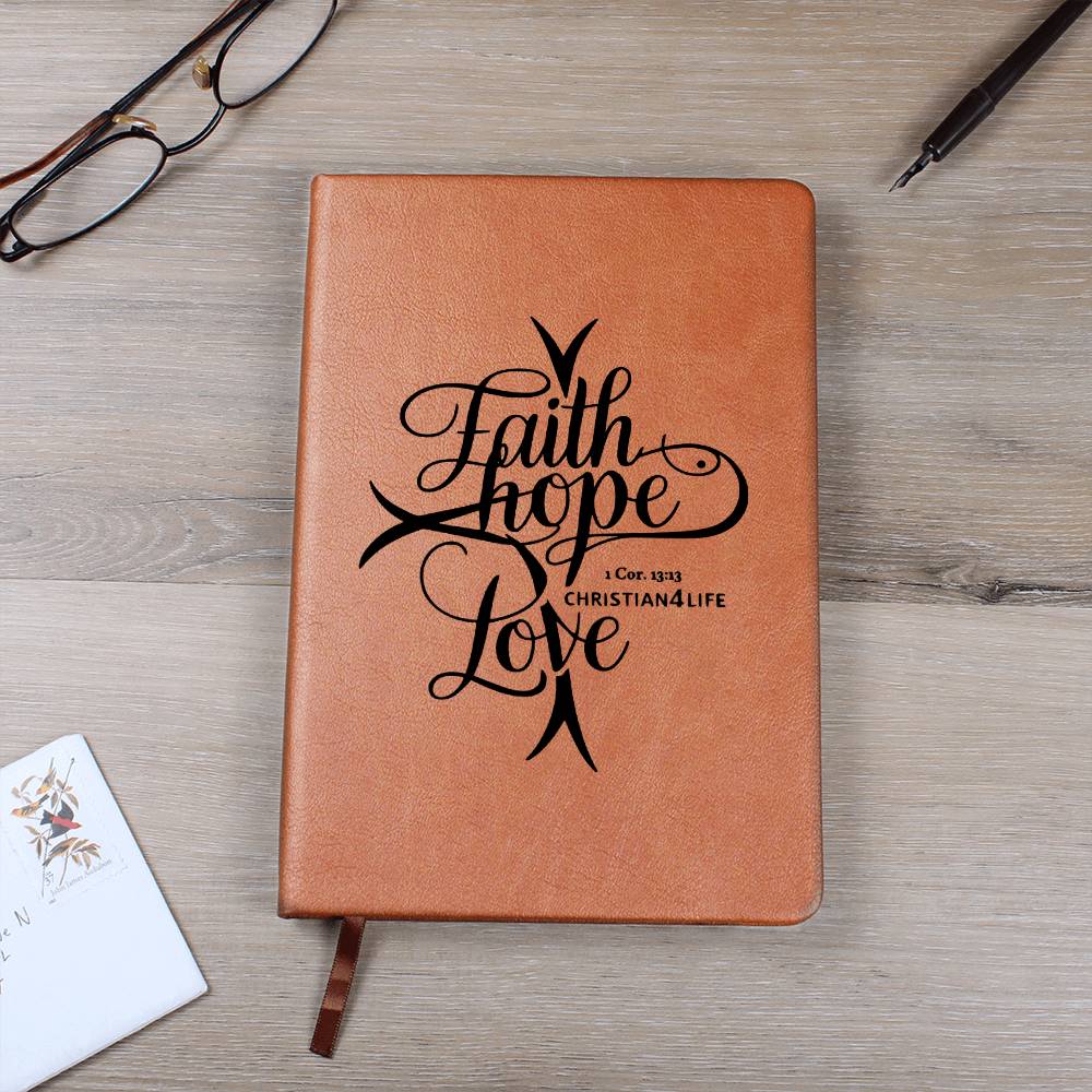 "Faith, Hope, Love" Vegan Leather Journal