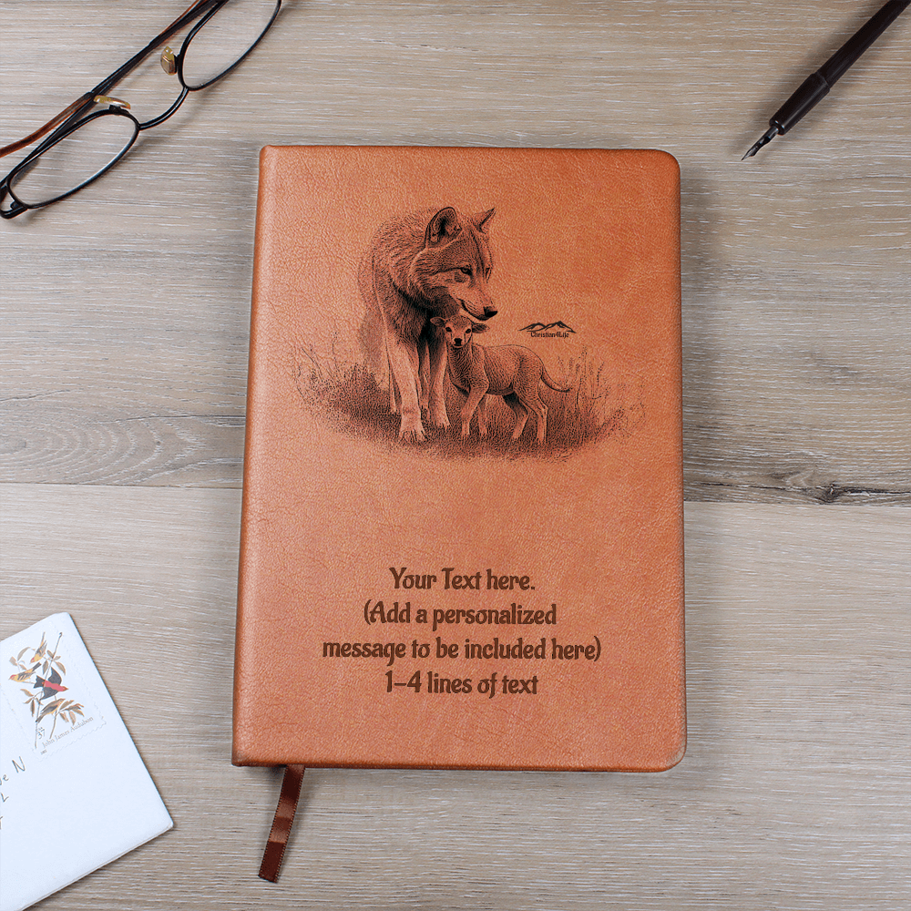 Wolf and Lamb - Personalized Graphic Vegan Leather Journal