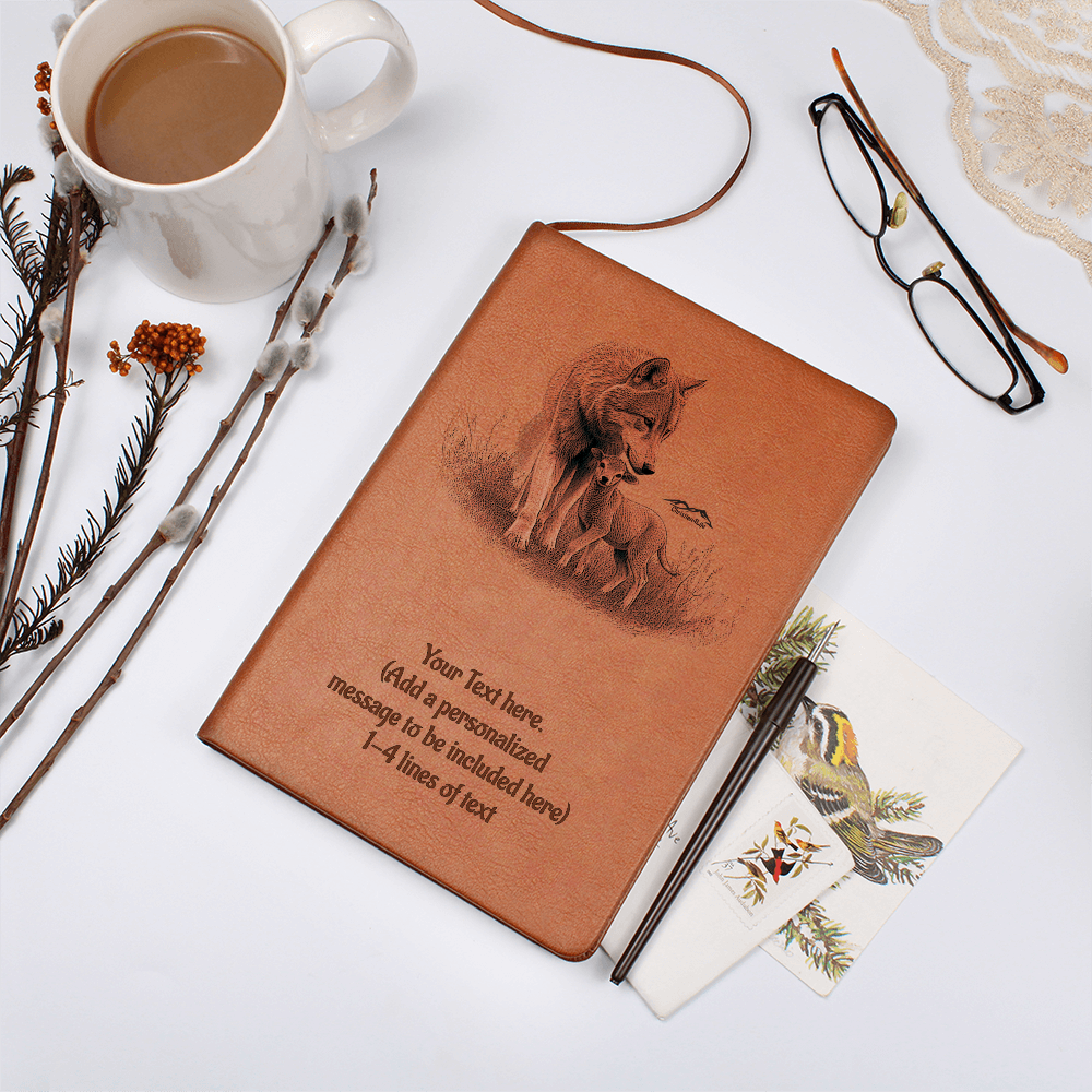 Wolf and Lamb - Personalized Graphic Vegan Leather Journal