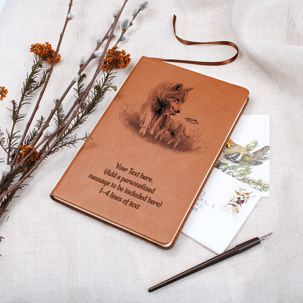 Wolf and Lamb - Personalized Graphic Vegan Leather Journal