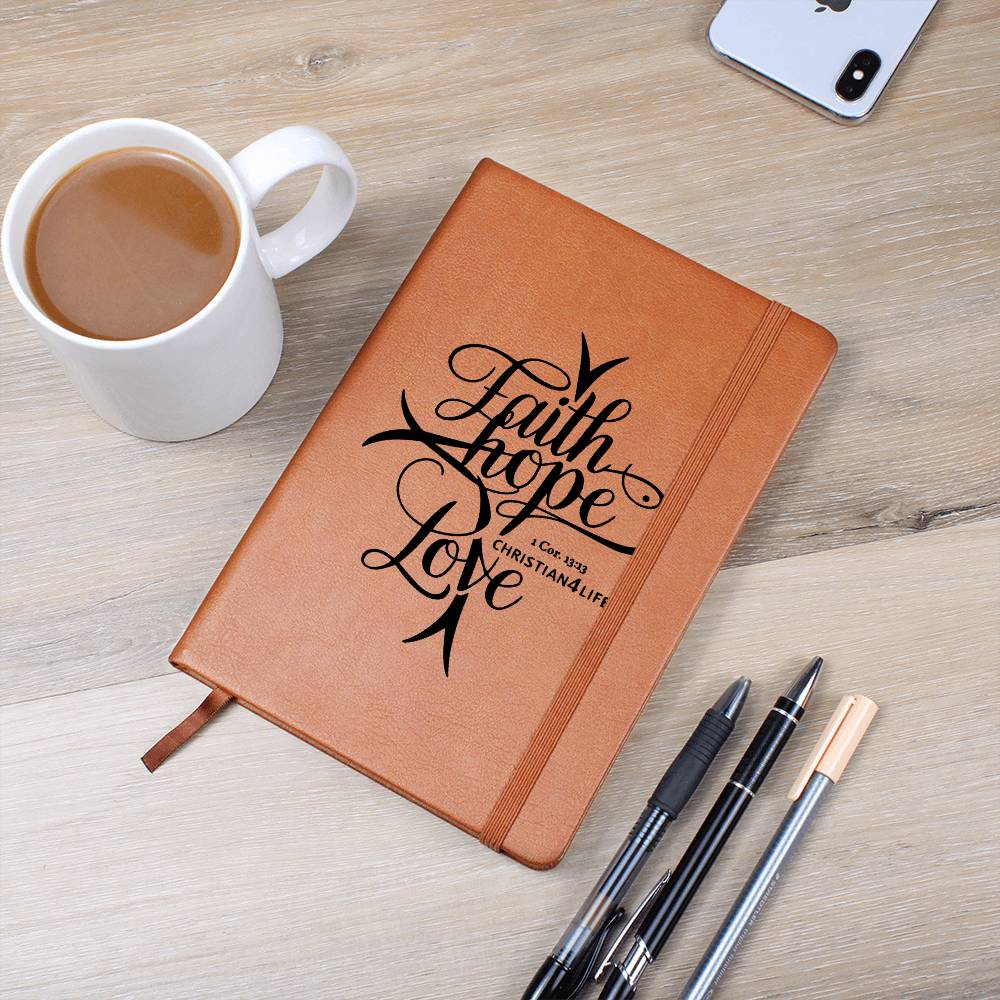 "Faith, Hope, Love" Vegan Leather Journal