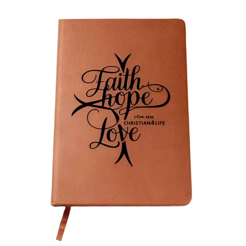 "Faith, Hope, Love" Vegan Leather Christian Journal