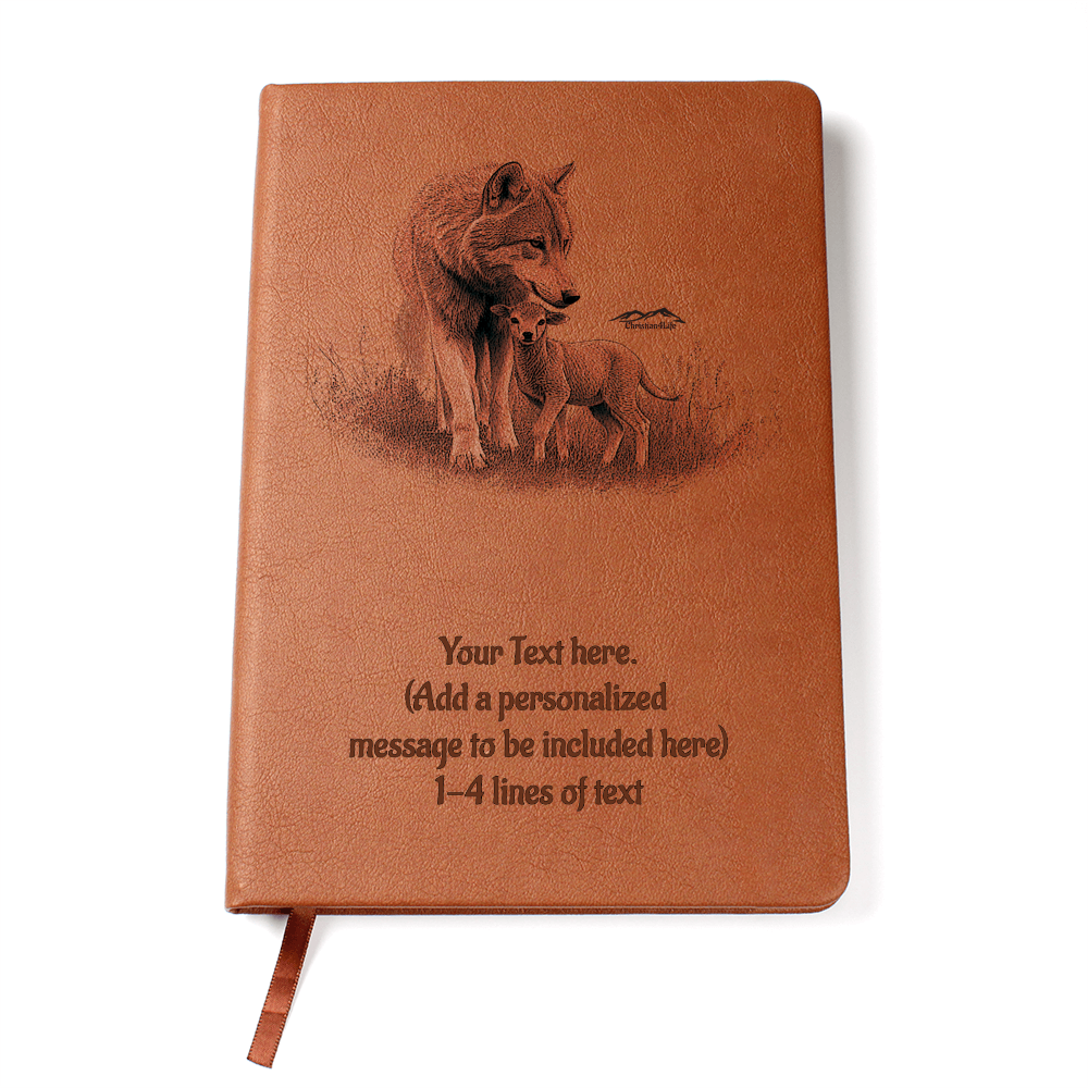 Wolf and Lamb - Personalized Graphic Vegan Leather Journal