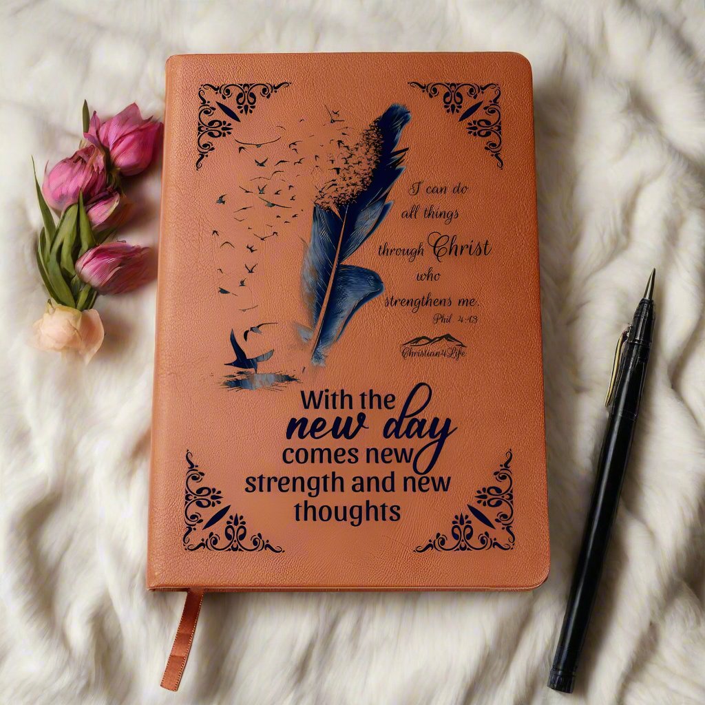 I can do all things through Christ, new day - new strength, Color feather Christian Journal