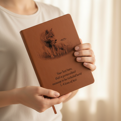 Wolf and Lamb - Personalized Graphic Vegan Leather Journal