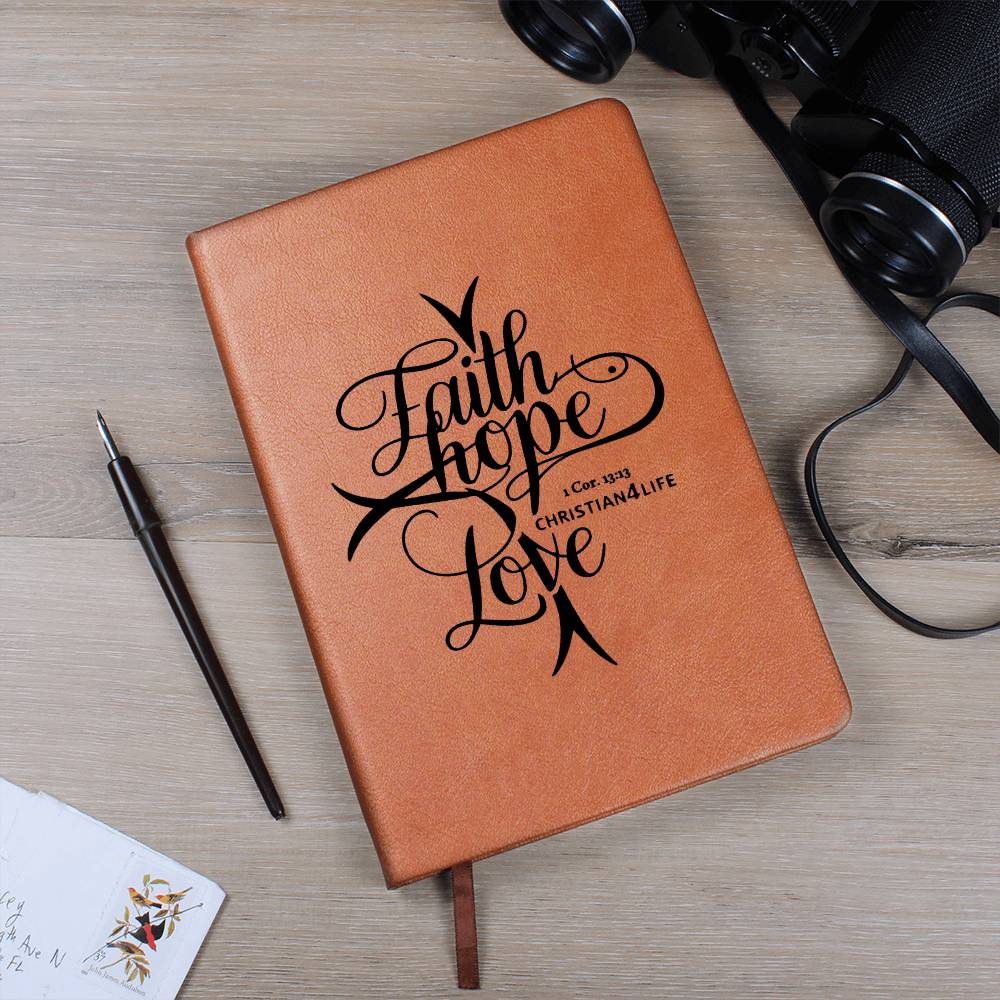 "Faith, Hope, Love" Vegan Leather Journal