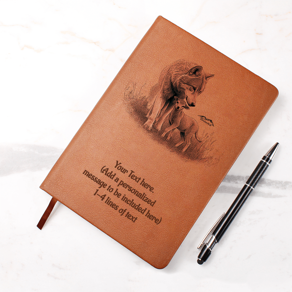 Wolf and Lamb - Personalized Graphic Vegan Leather Journal