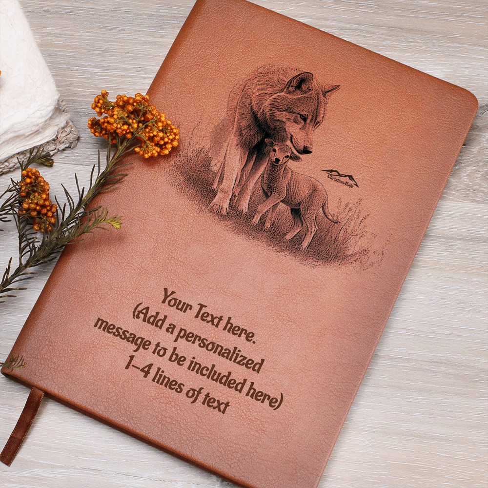 Wolf and Lamb - Personalized Graphic Vegan Leather Journal