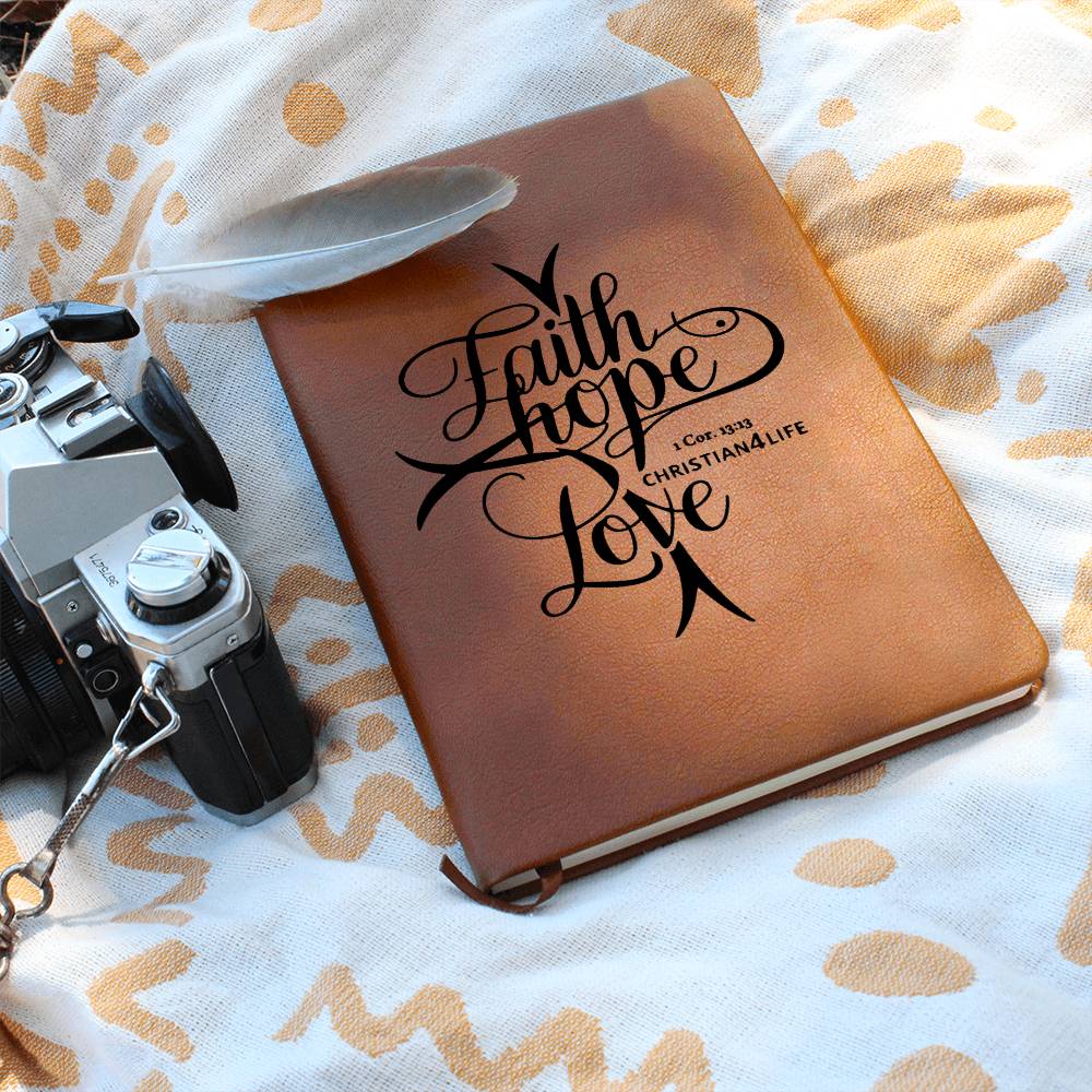 "Faith, Hope, Love" Vegan Leather Journal