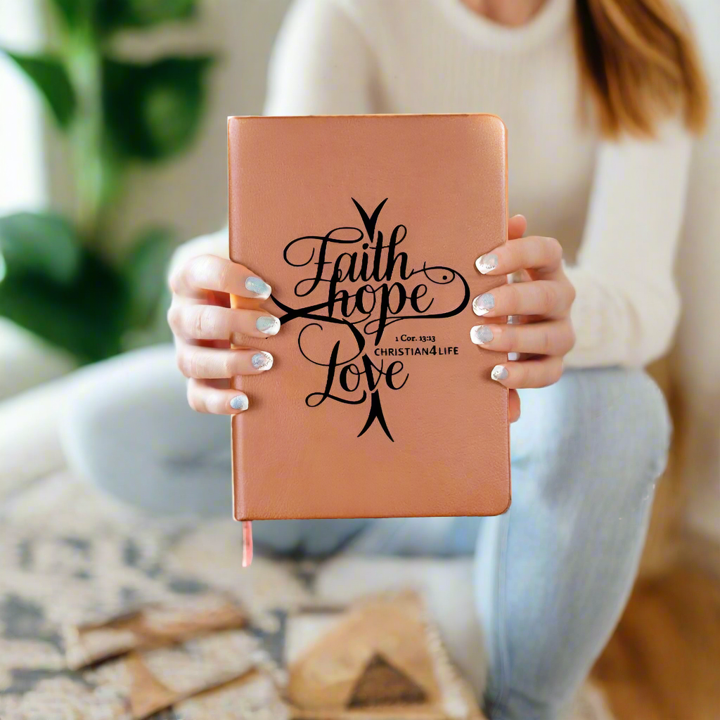 "Faith, Hope, Love" Vegan Leather Christian Journal