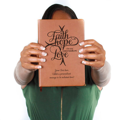 Personalized "Faith, Hope, Love" Christian Journal (add your message)