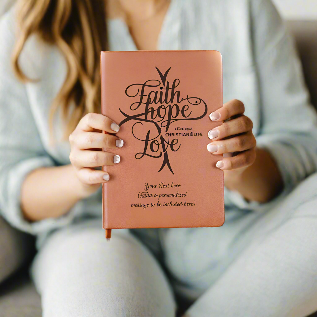 Personalized "Faith, Hope, Love" Christian Journal (add your message)