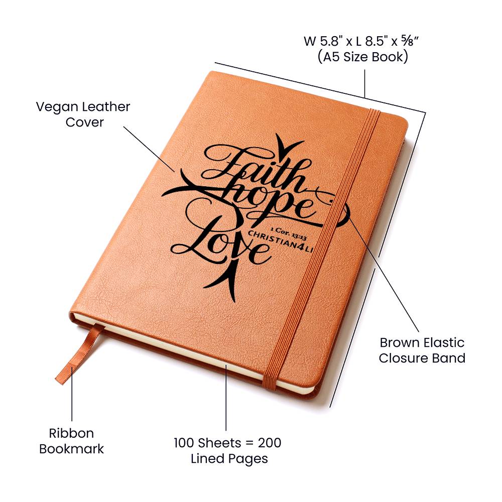 "Faith, Hope, Love" Vegan Leather Journal