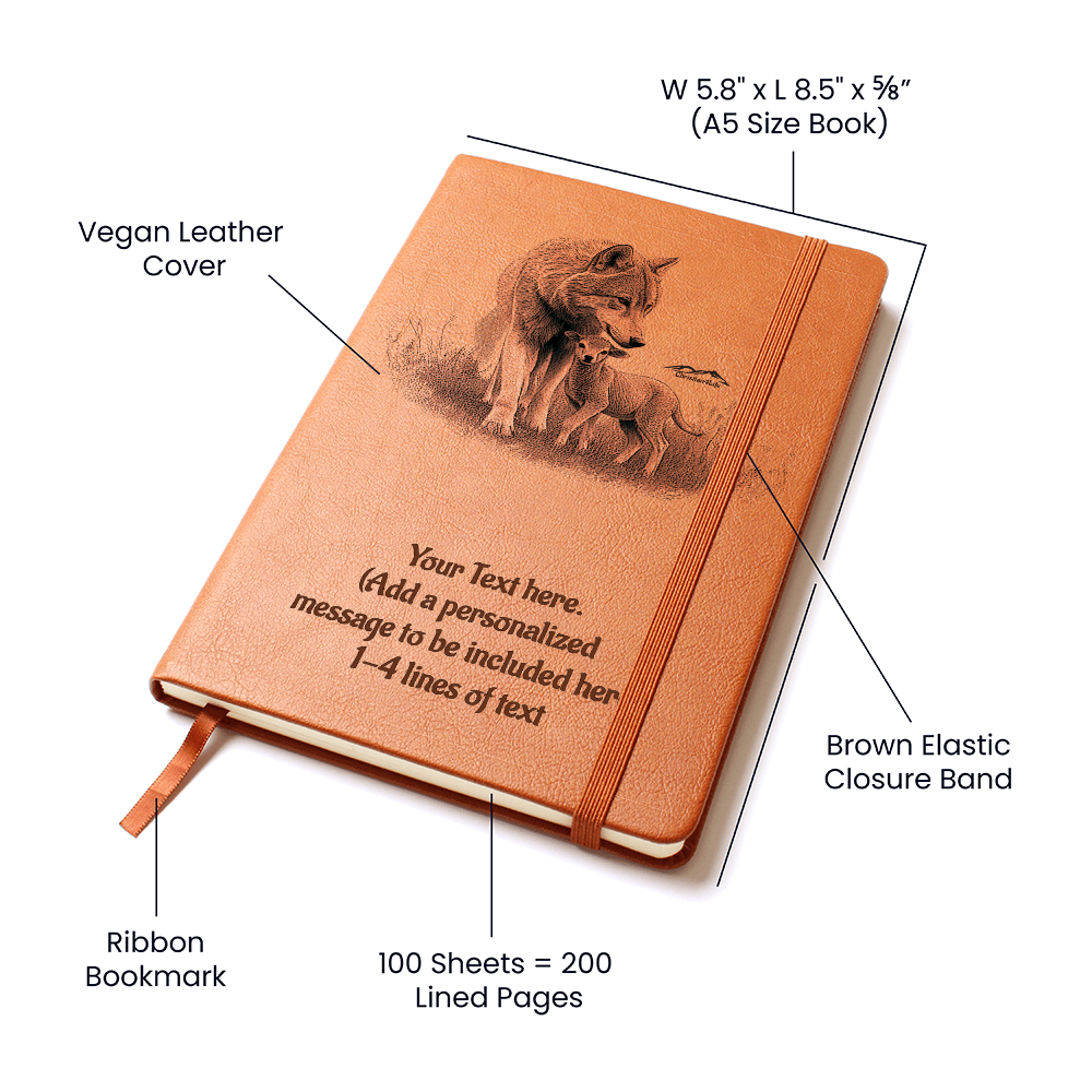 Wolf and Lamb - Personalized Graphic Vegan Leather Journal