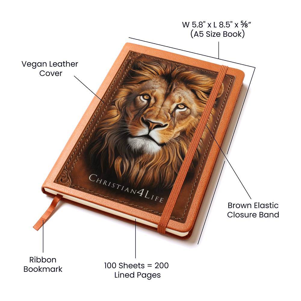 3D Christian4Life Lion Graphic Christian Journal Notebook (vegan leather) Journals Christian4Life