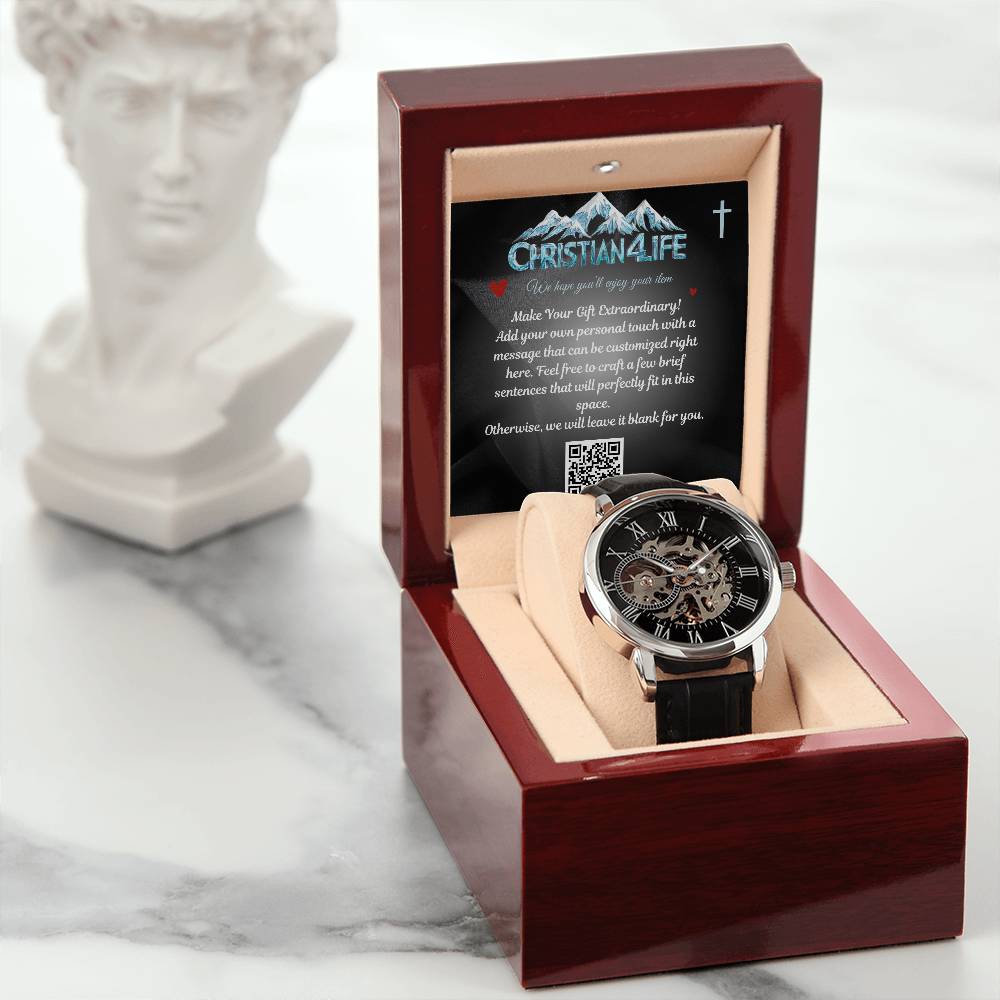 Men's Openwork Watch with Personalized insert card.