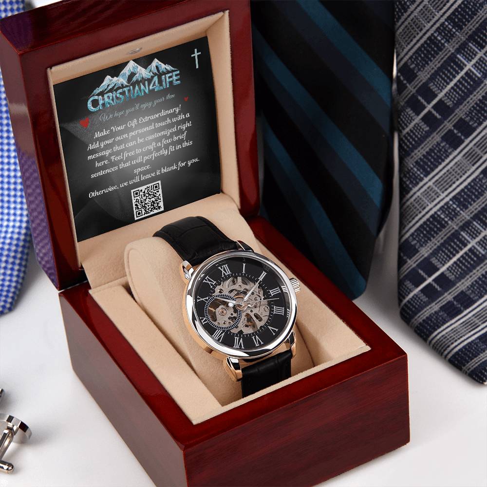 Men's Openwork Watch with Personalized insert card.