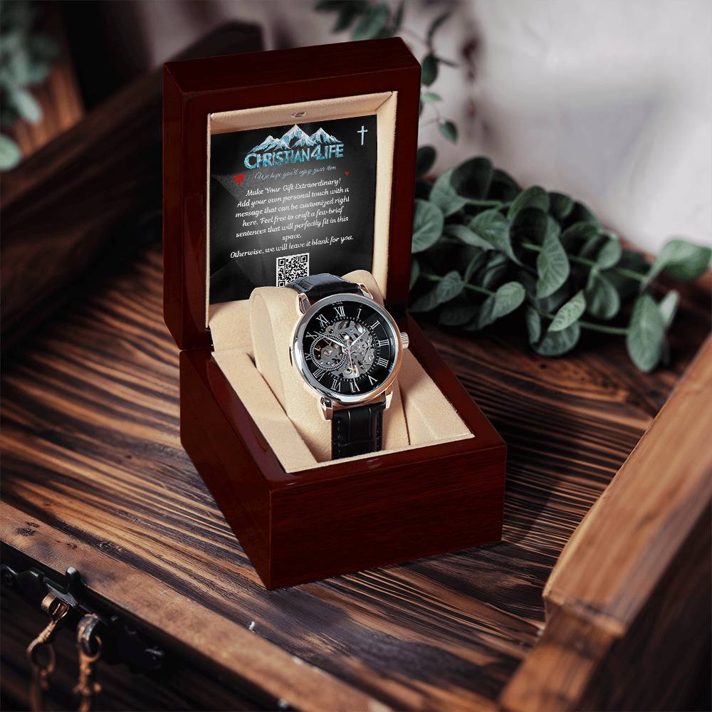 Men's Openwork Watch with Personalized insert card.