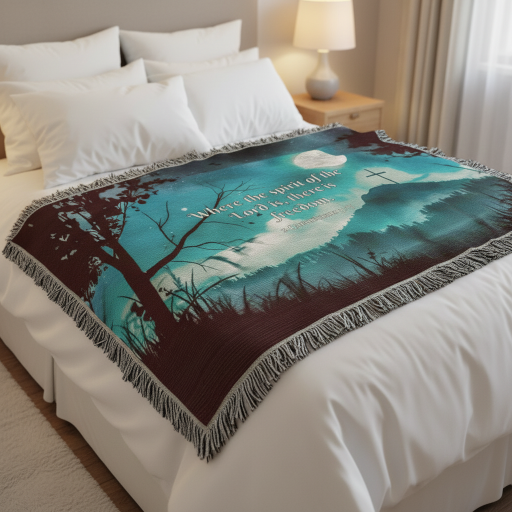 "Where the spirit of the Lord is, there is Freedom" Christian Woven Blanket