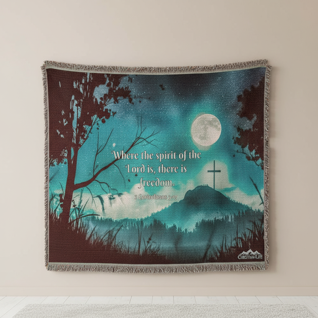 "Where the spirit of the Lord is, there is Freedom" Christian Woven Blanket
