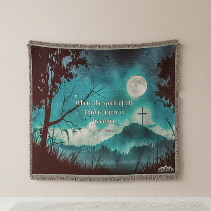 "Where the spirit of the Lord is, there is Freedom" Christian Woven Blanket