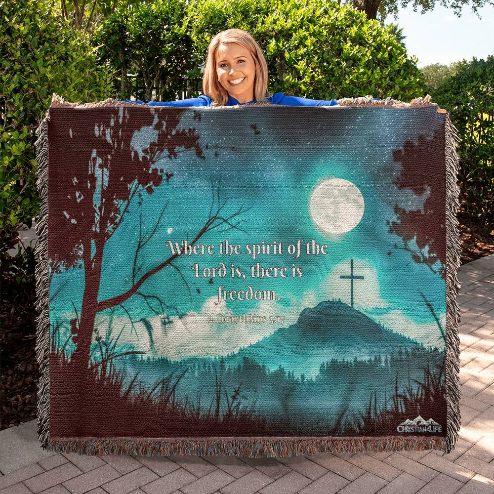 "Where the spirit of the Lord is, there is Freedom" Christian Woven Blanket