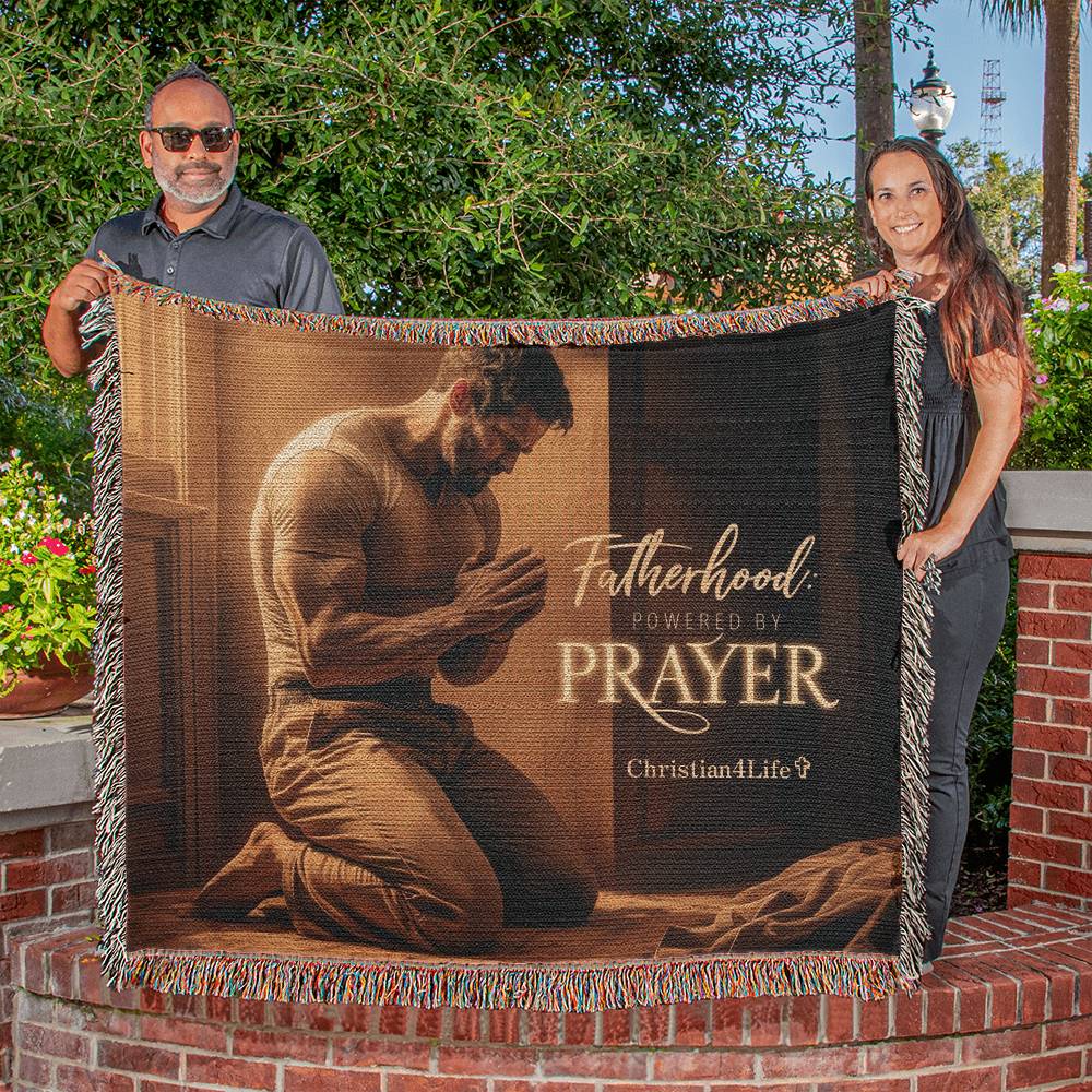 Christian Woven Blanket "Fatherhood, powered by Prayer"