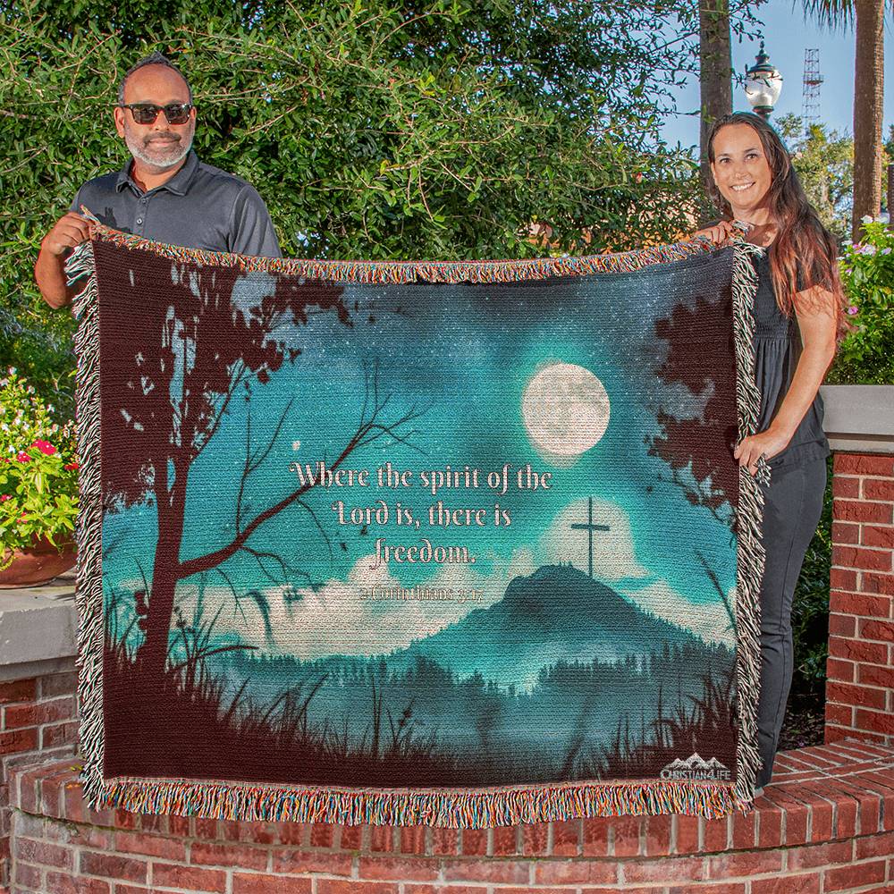 "Where the spirit of the Lord is, there is Freedom" Christian Woven Blanket