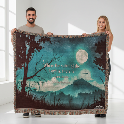 "Where the spirit of the Lord is, there is Freedom" Christian Woven Blanket