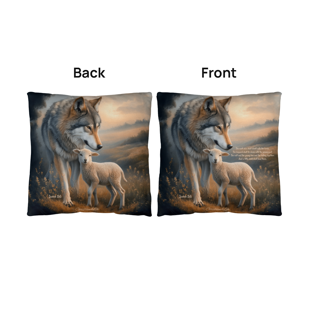 Wolf and Lamb Bible Verse Classic Pillow (multiple sizes)