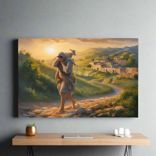 The Good Shepherd Saves Sheep - Gallery Wrapped Canvas Canvas Christian4Life