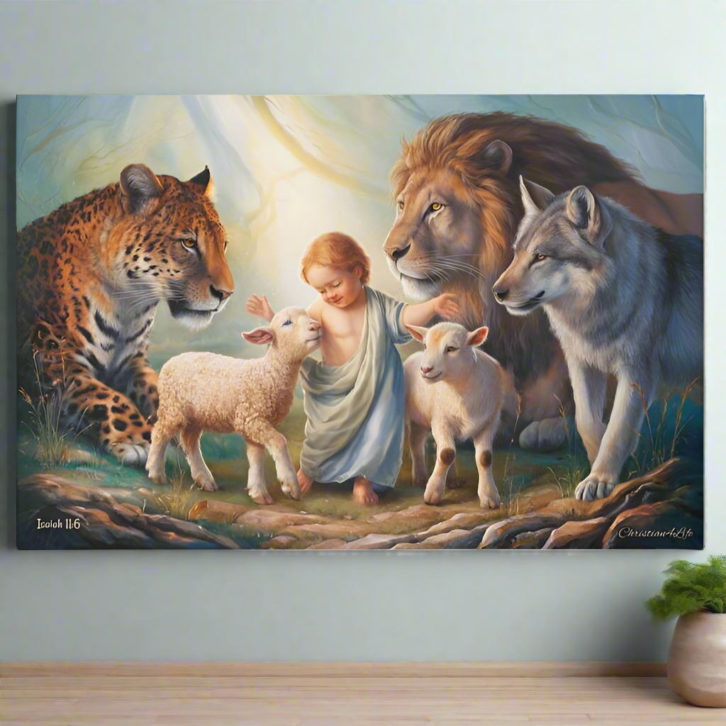 Kingdom, Gallery Wrapped Christian Wall Art Canvas, Isaiah 11:6