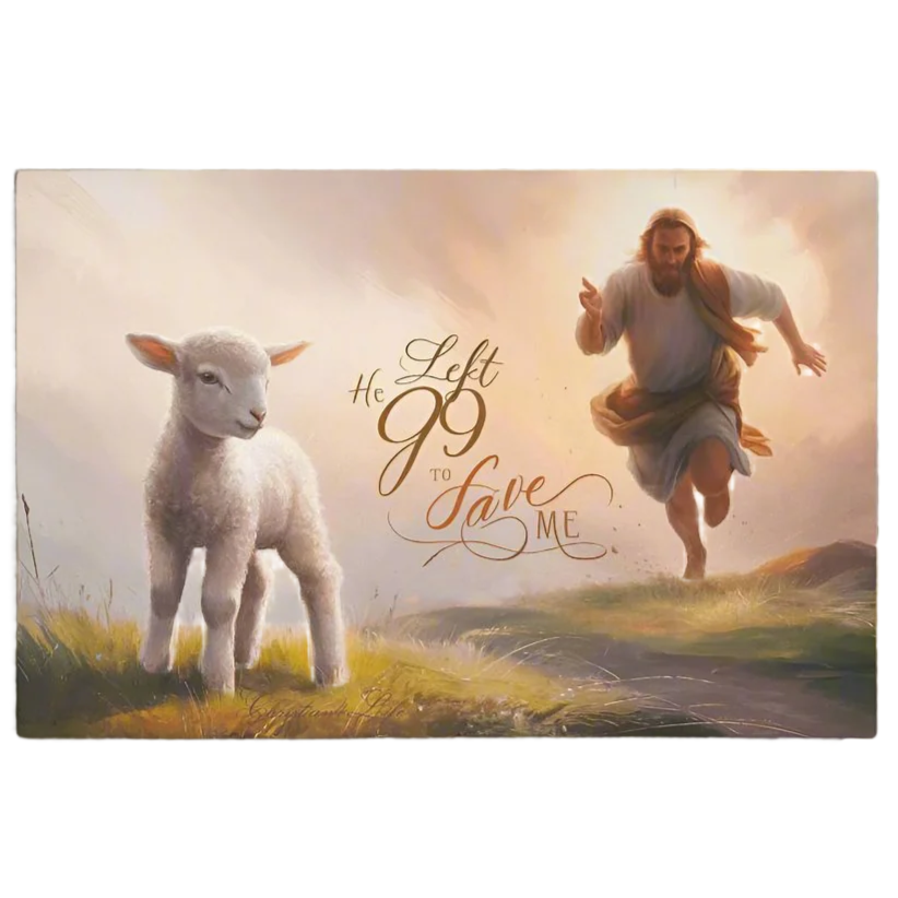 "He Left 99 to Save Me" Oil style Gallery Wrapped Christian Wall Art Canvas (3:2)