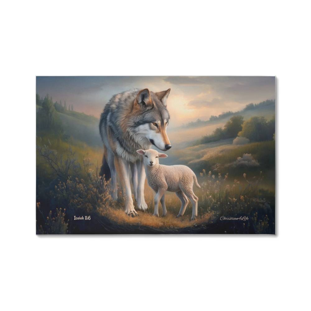 Wolf and Lamb, Christian Wall Art, Gallery Wrapped Canvas, Isaiah 11:6