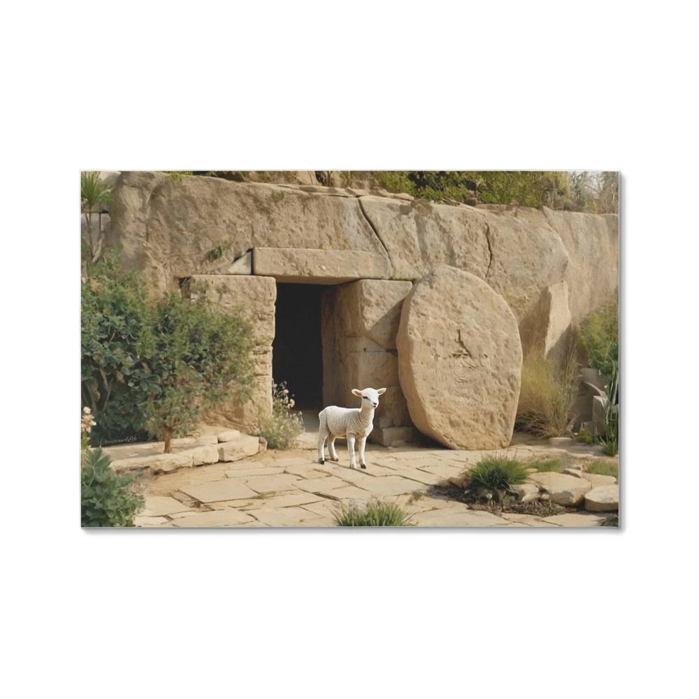 Lamb and Tomb Gallery Wrapped Christian Wall Art Canvas (3:2)