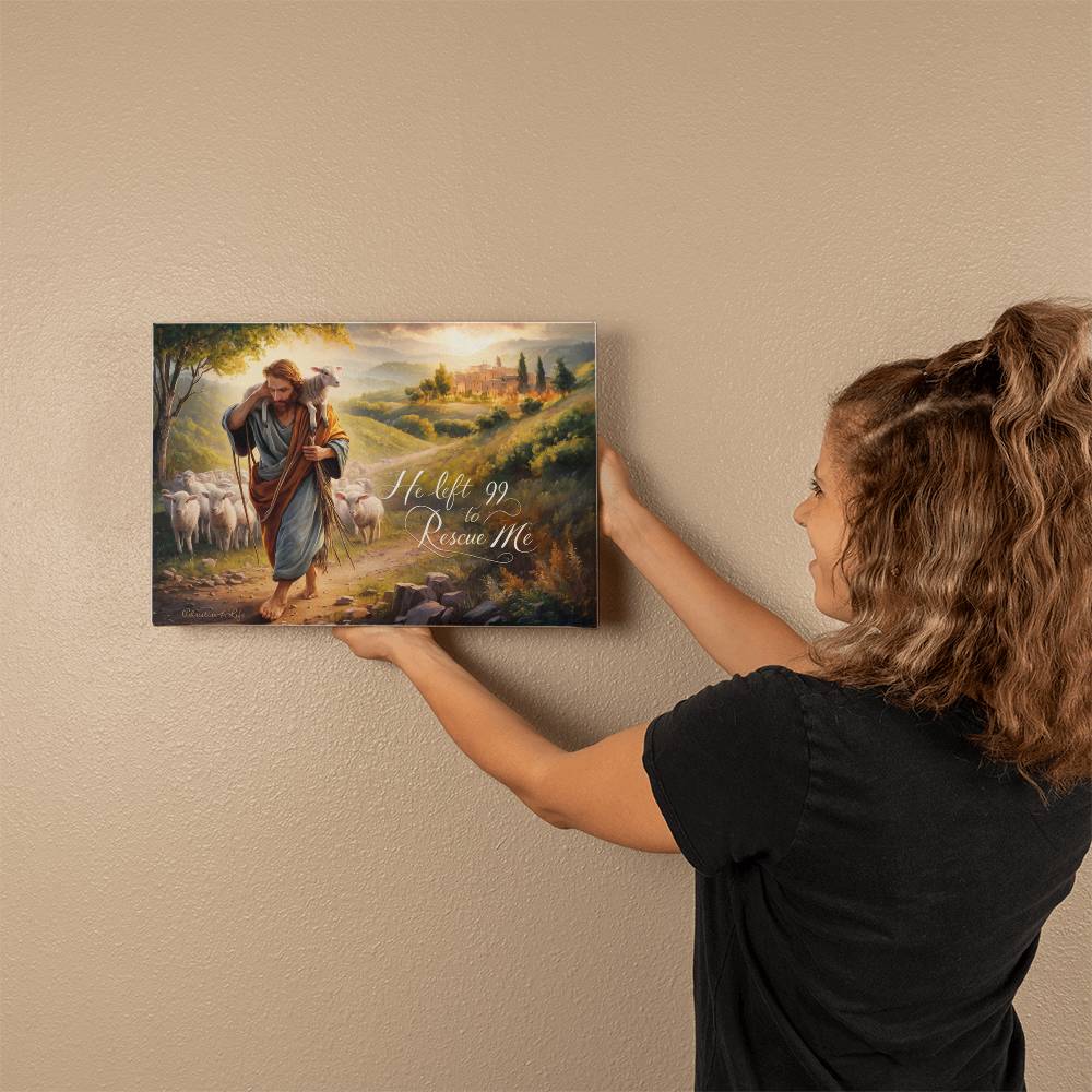 "He Left 99 To Rescue Me" Gallery Wrapped Christian Canvas Canvas Christian4Life