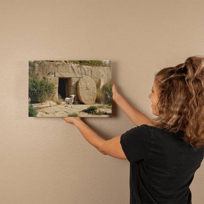 Lamb and Tomb Gallery Wrapped Christian Wall Art Canvas (3:2)