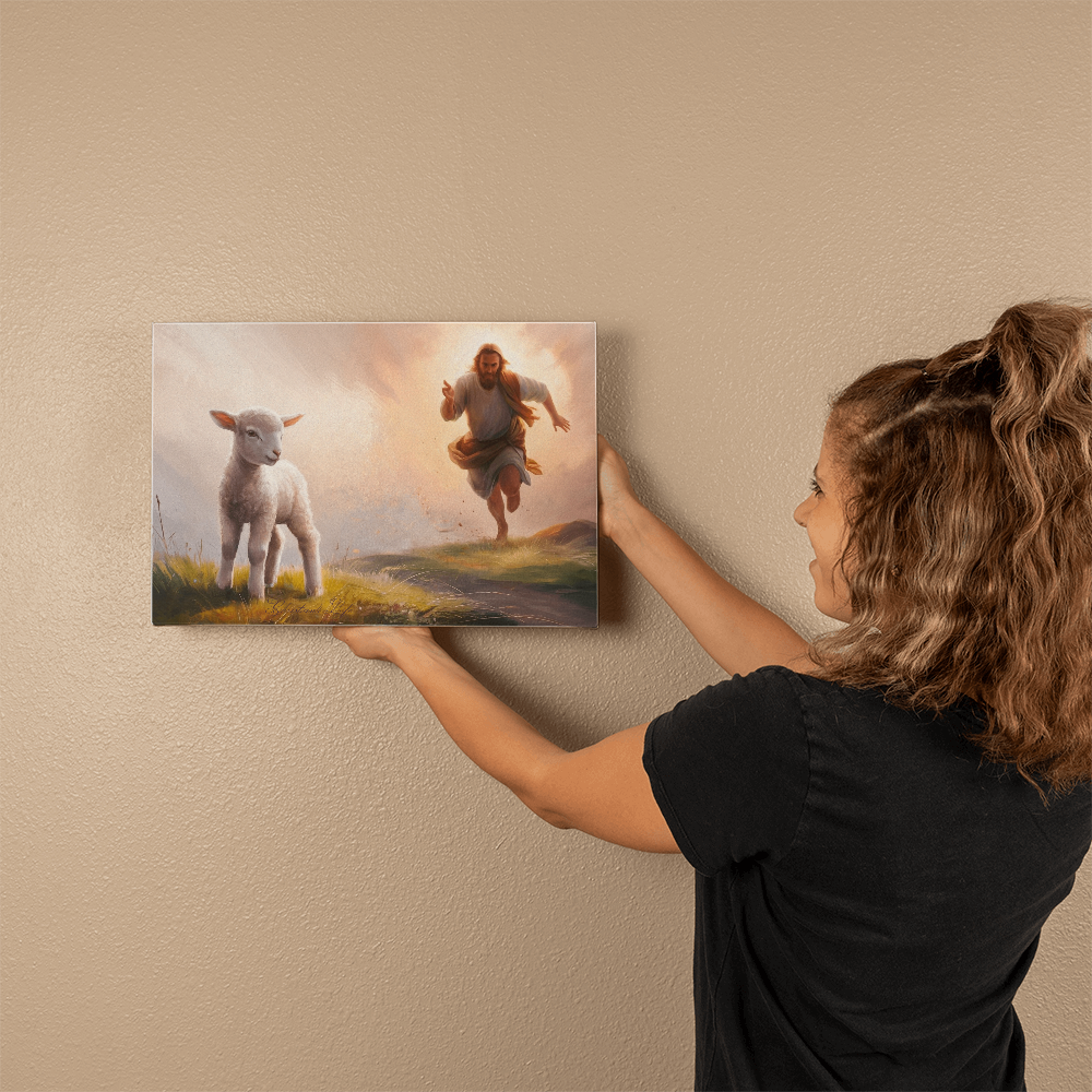 The Good Shepherd Runs After Sheep - Gallery Wrapped Canvas Canvas Christian4Life