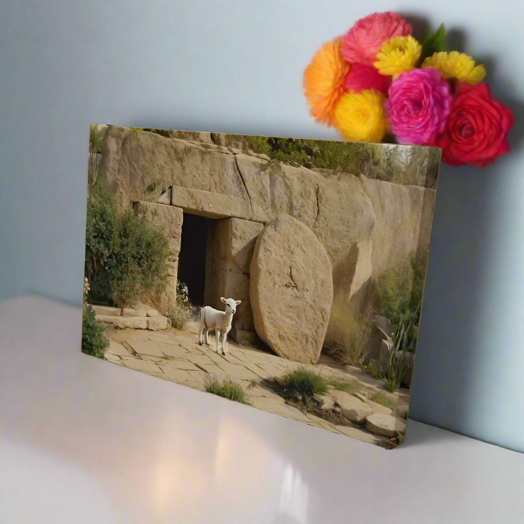 Lamb and Tomb Gallery Wrapped Christian Wall Art Canvas (3:2)