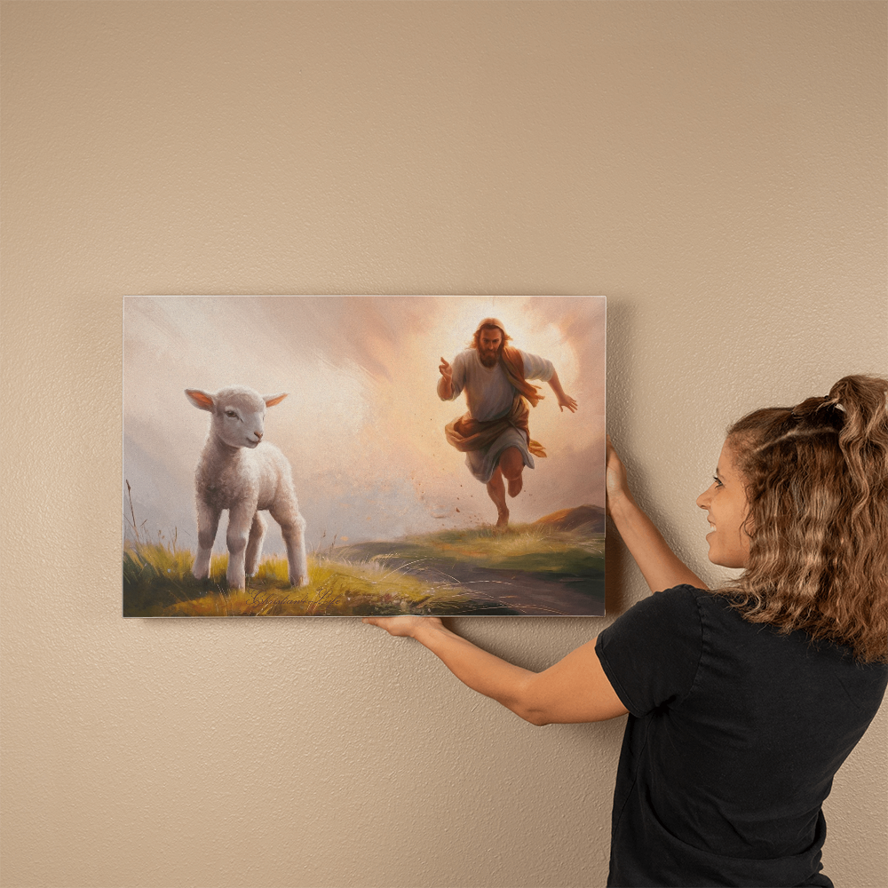 The Good Shepherd Runs After Sheep - Gallery Wrapped Canvas Canvas Christian4Life