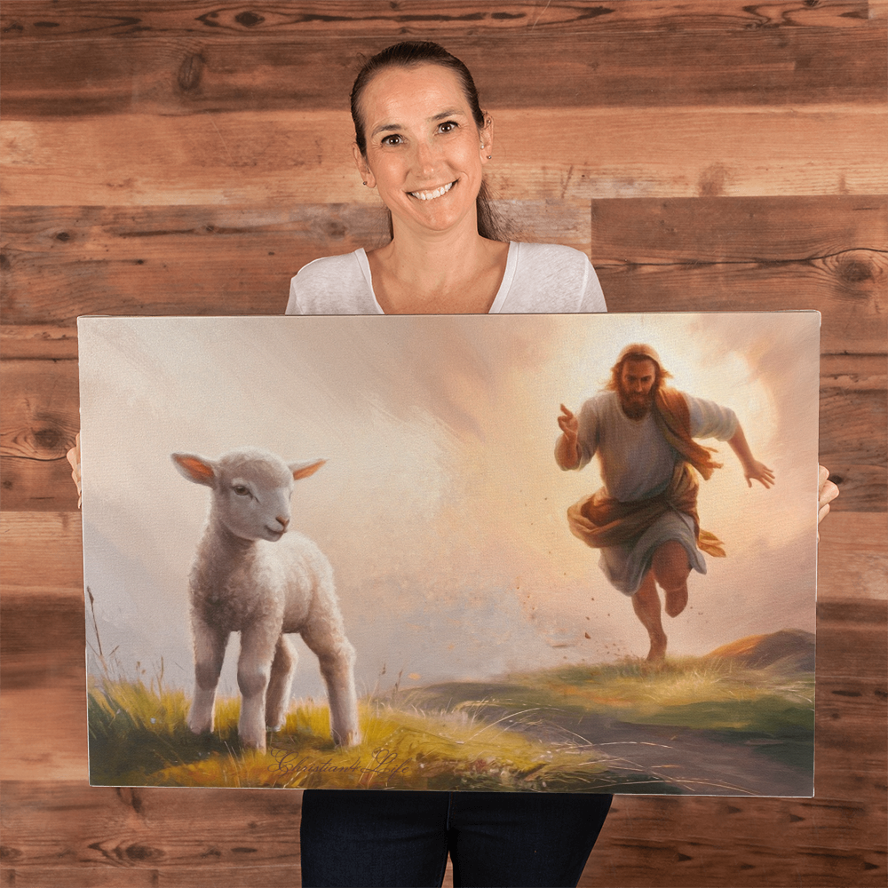 The Good Shepherd Runs After Sheep - Gallery Wrapped Canvas Canvas Christian4Life