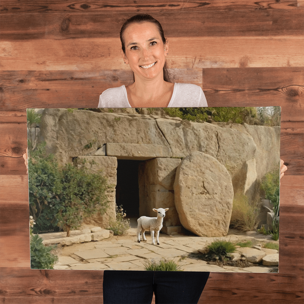 Lamb and Tomb Gallery Wrapped Christian Wall Art Canvas (3:2)