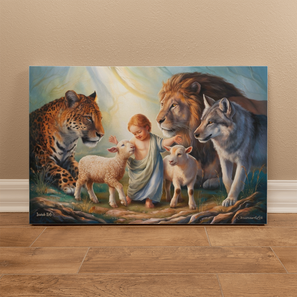 Kingdom, Gallery Wrapped Christian Wall Art Canvas, Isaiah 11:6