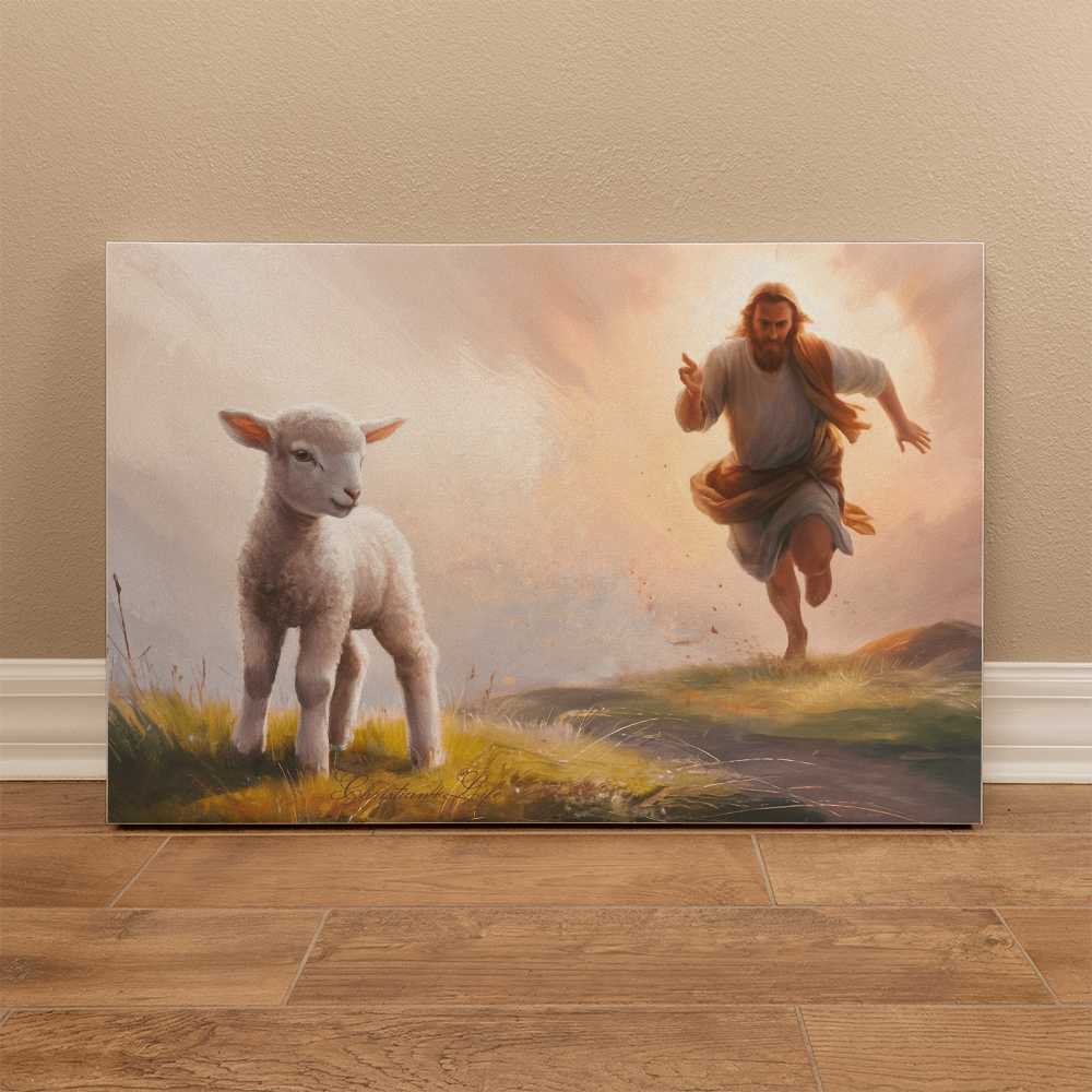 The Good Shepherd Runs After Sheep - Gallery Wrapped Canvas Canvas Christian4Life