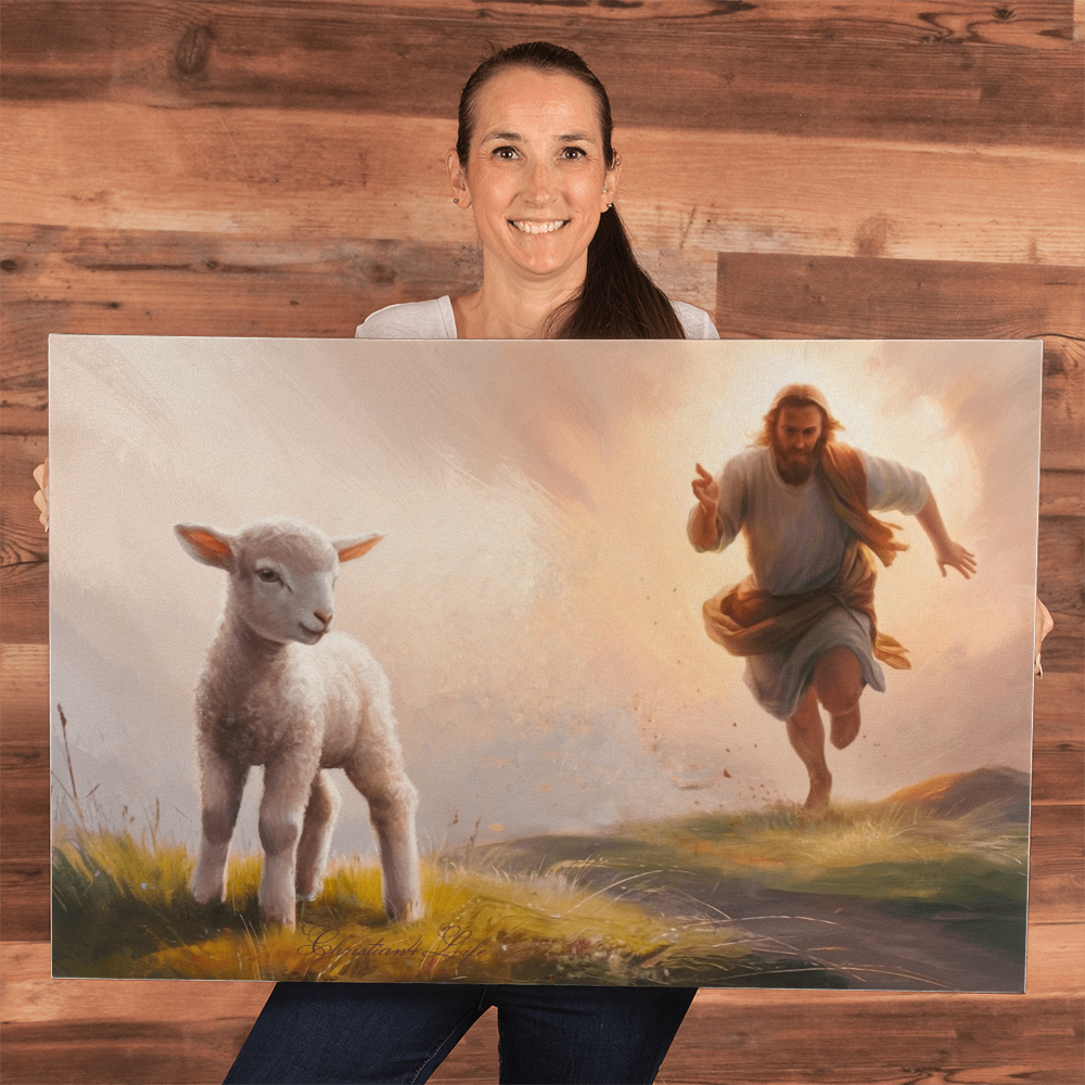 The Good Shepherd Runs After Sheep - Gallery Wrapped Canvas Canvas Christian4Life